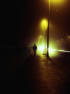 Severinsbrücke im Nebel
